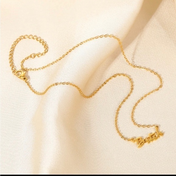 3 For $35 18K White Gold Plated B*tch Necklace - Picture 3 of 3